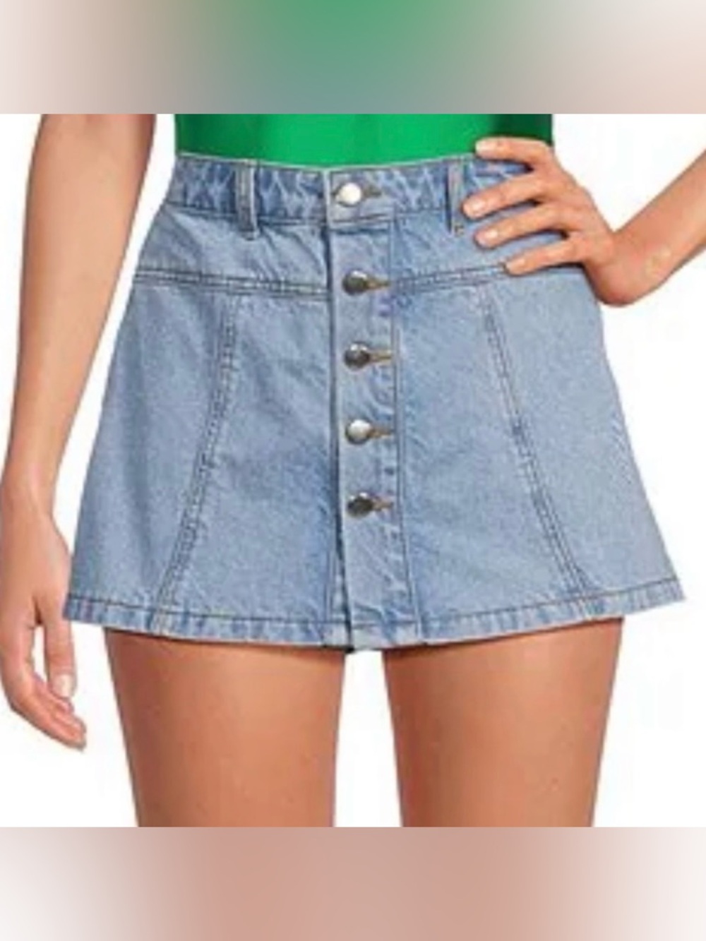 Gianni Bini Georgie Denim High Rise Skort Button Front 30